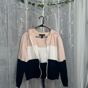 pink, white, and navy color block wind breaker *small*